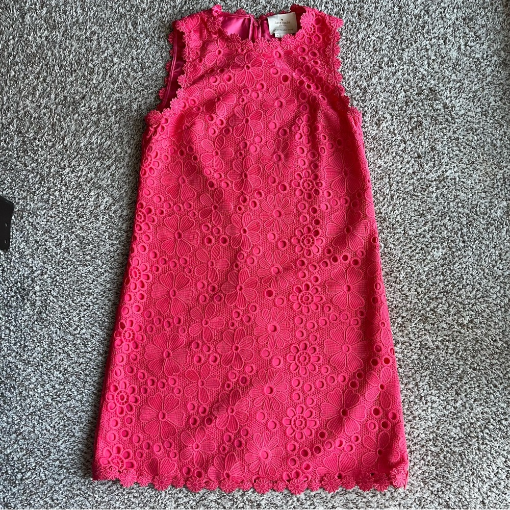 NWOT Womens Kate Spade Shore Thing Eyelet Shift Dress size 0 in Sherbet Peach